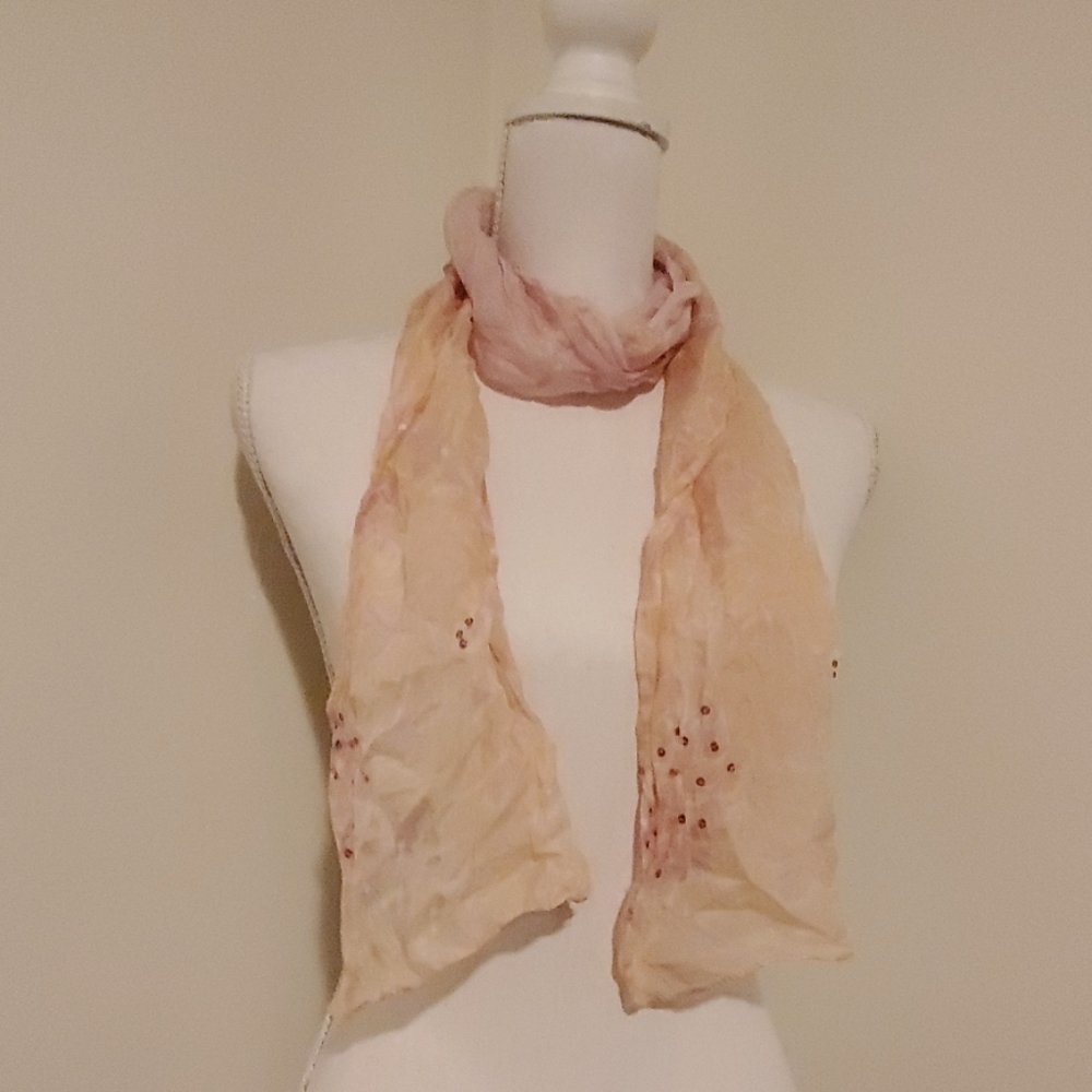 Blush Colored Sheer Scarf with Sequins
